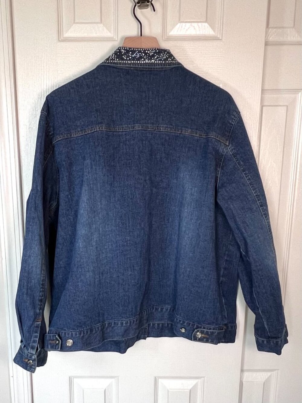 Vintage 90's Rhinestone Studded Denim Jacket Size 2X Cowgirl Western Chic - Picture 2 of 10